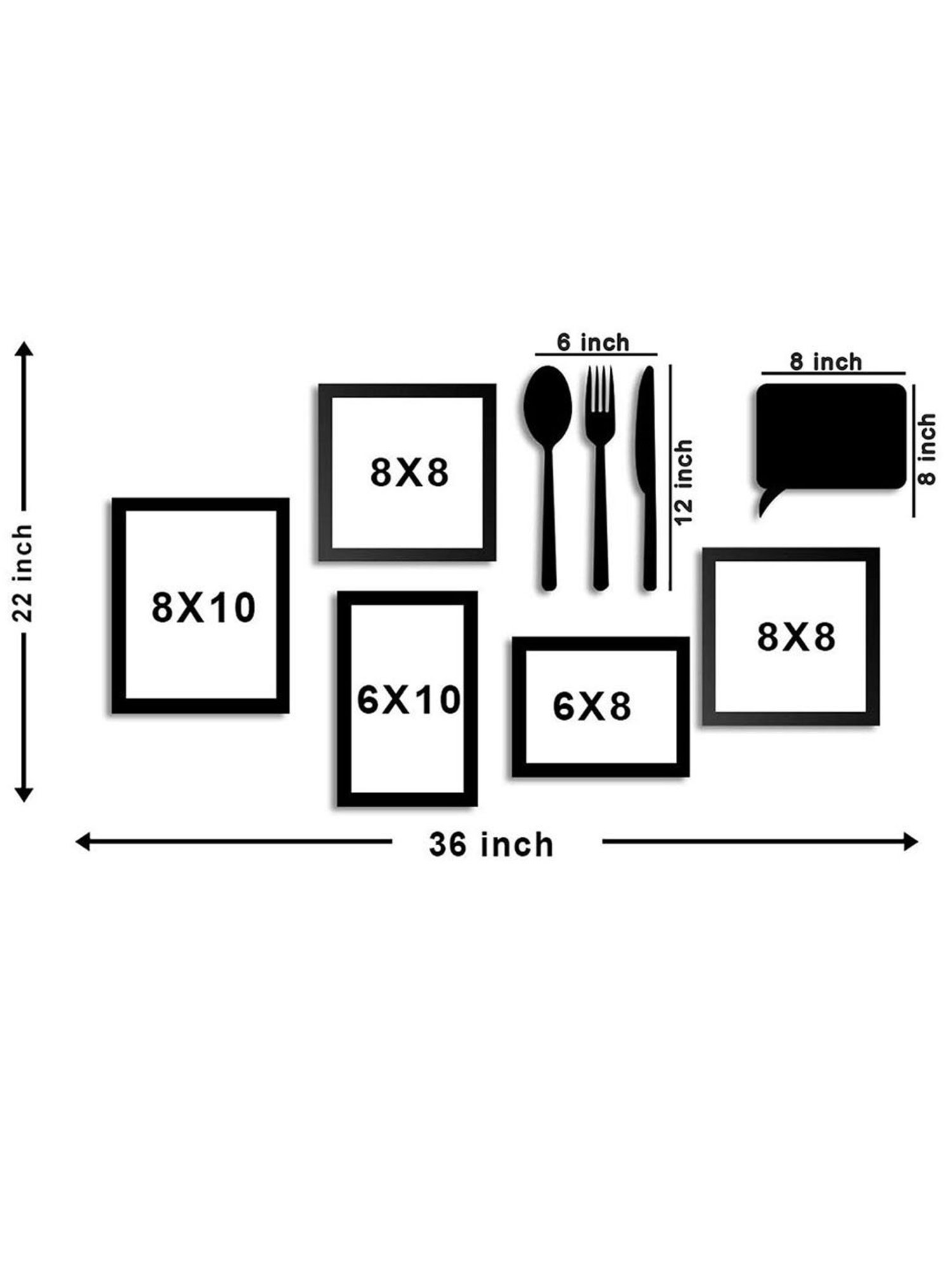 Art Street Black Engineered Wood Abstract Paintings - Set of 7