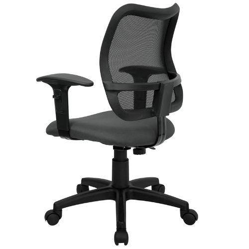 Mid-Back Gray Mesh Swivel Task Chair with Adjustable Arms