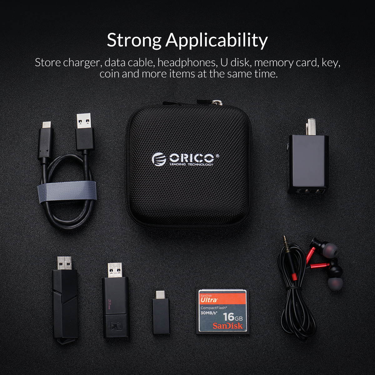 ORICO Mini Accessories Storage Bag For Earphone Headphone Charger Cable Organize Anti-Shock, Waterproof/Underwater, Water-Resistant  PH-EH1