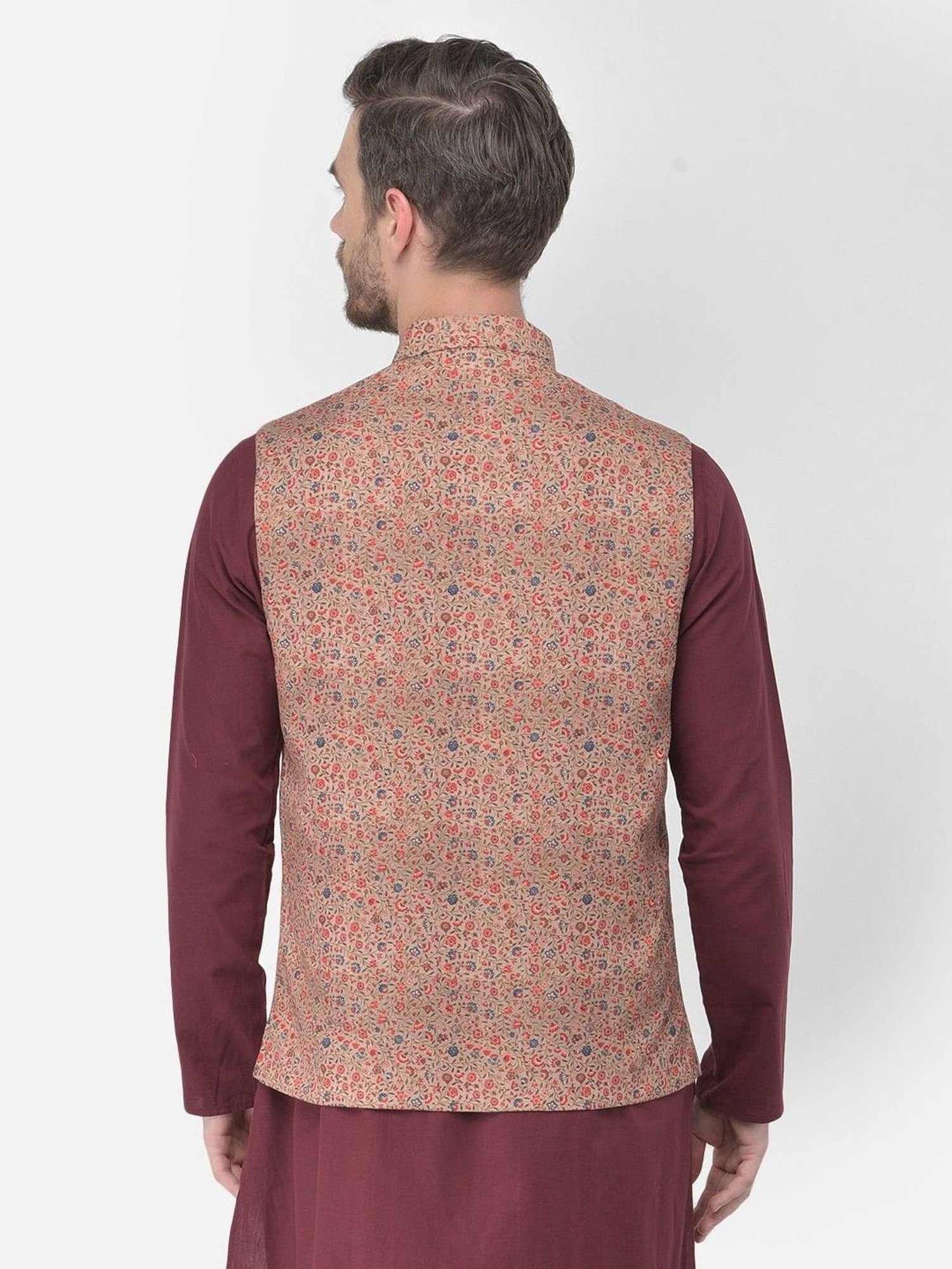 Fabindia Multicolor Regular Fit Printed Cotton Nehru Jacket