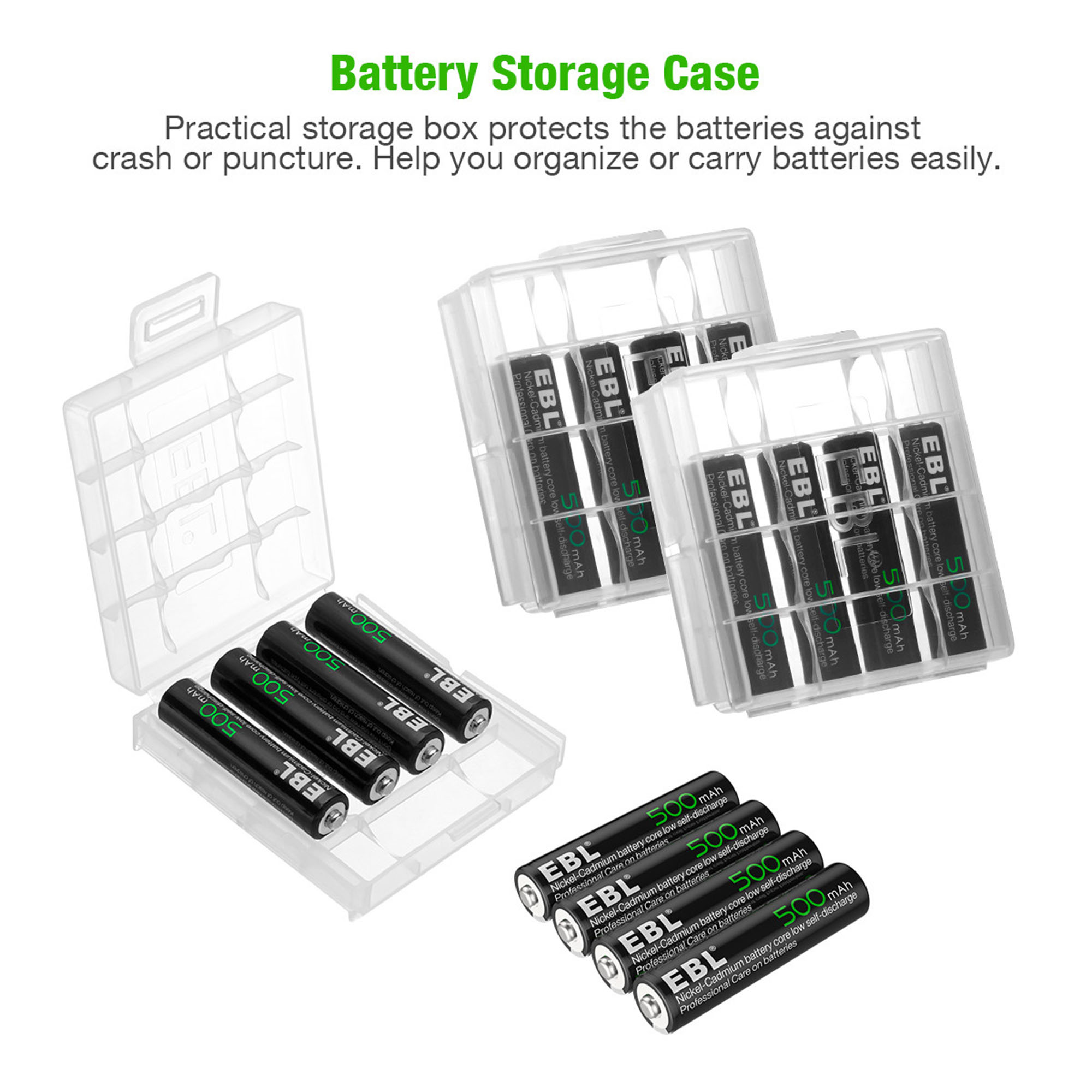 EBL 8 Pcs AAA 1.2V Rechargeable Batteries 500mAh Ni-Cd Battery for TV Keyboards