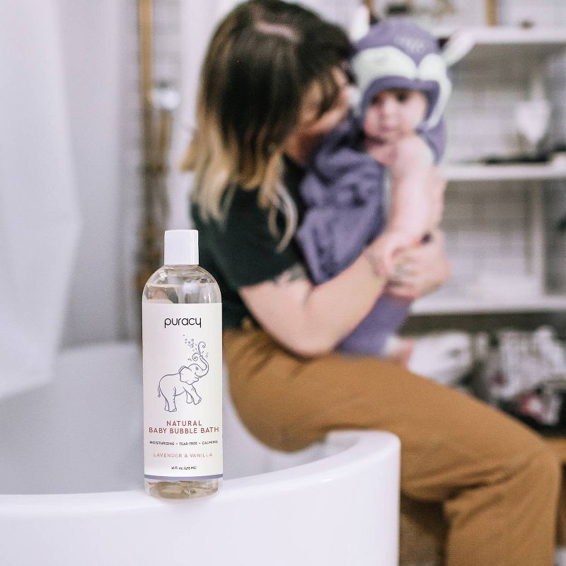 Puracy Natural Baby Bubble Bath, Tear-Free, Sulfate-Free, Lavender & Vanilla - 16oz