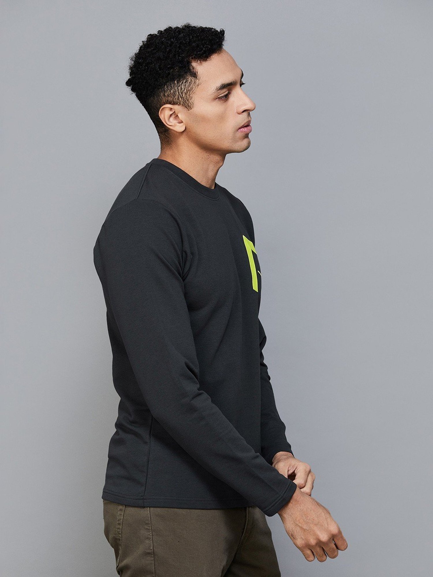 BOSSINI Charcoal Regular Fit Printed T-Shirt