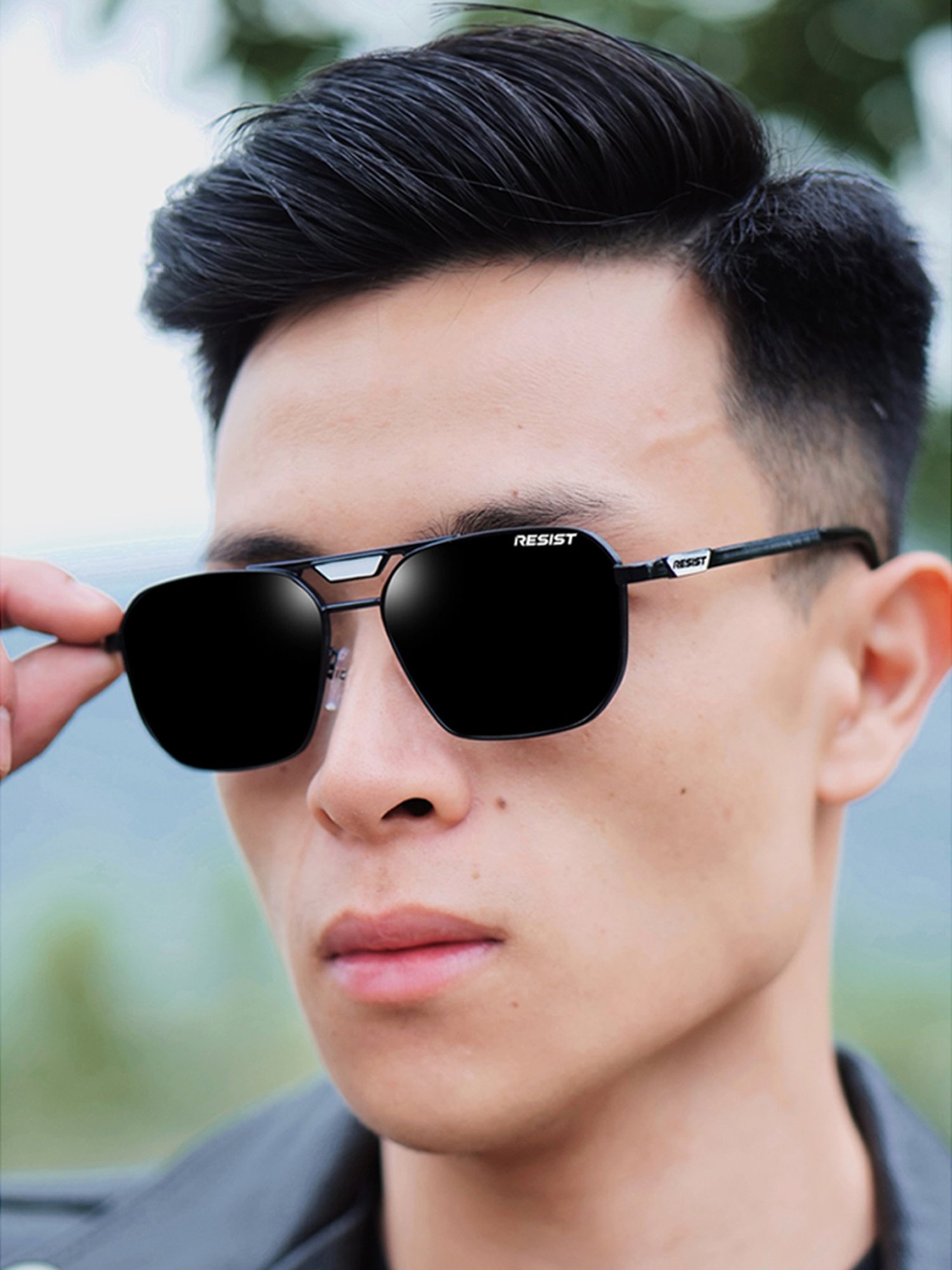 Resist Eyewear Black Square UV Protection Unisex Sunglasses