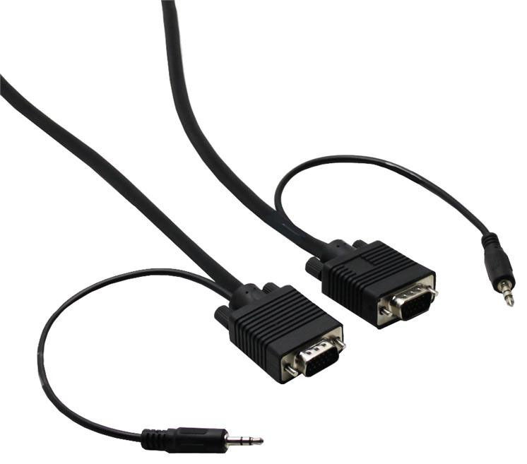 10 Feet Projector Monitor Cable HD15 M/M HD VGA / SVGA with 3.5mm Audio Cable