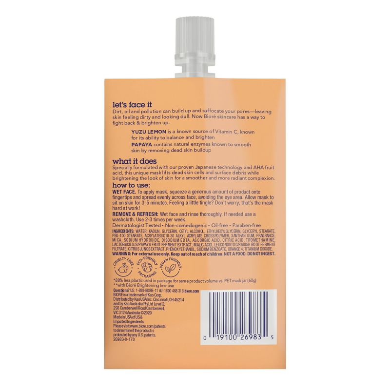 Biore Brightening Clay Mask - Yuzu Lemon and Papaya - 1.69oz