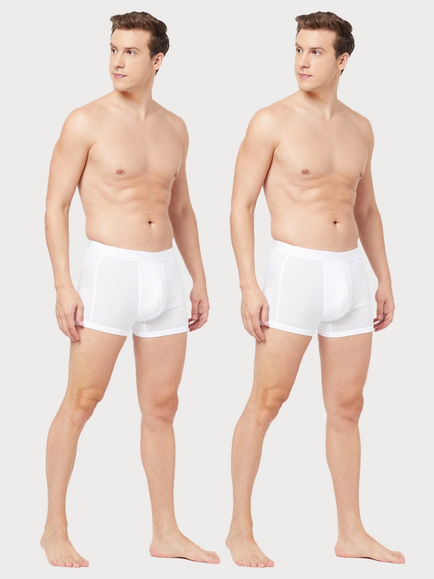 Zoiro White Cotton Regular Fit Trunks - Pack Of 2