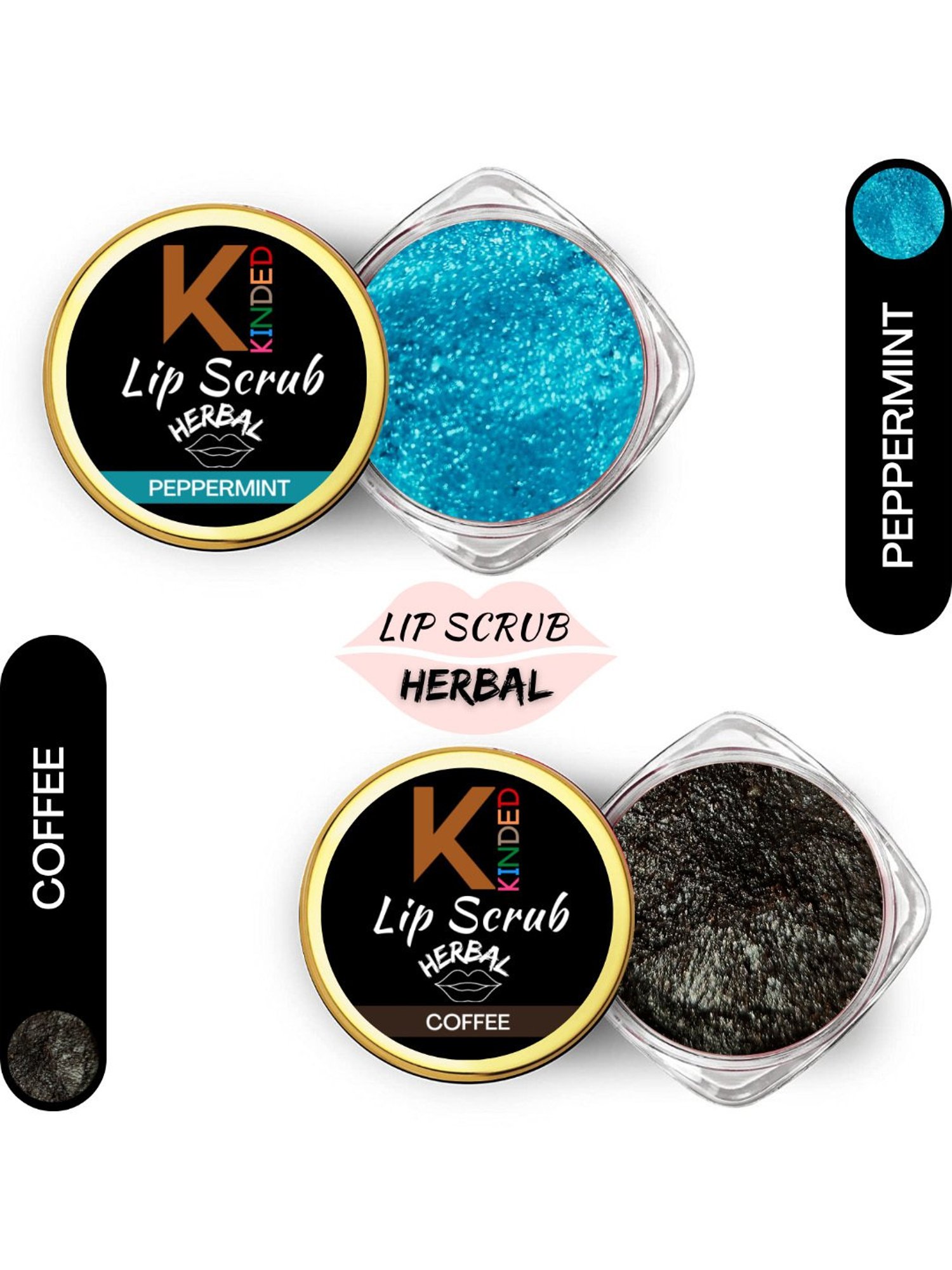 KINDED Herbal Peppermint & Coffee Lip Scrub Combo