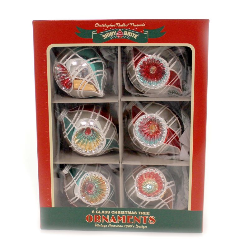 Shiny Brite 3.75" 3.25" Nh Reflector Tulips S/6 Ornament Nostalgic Holiday 2019  -  Tree Ornaments
