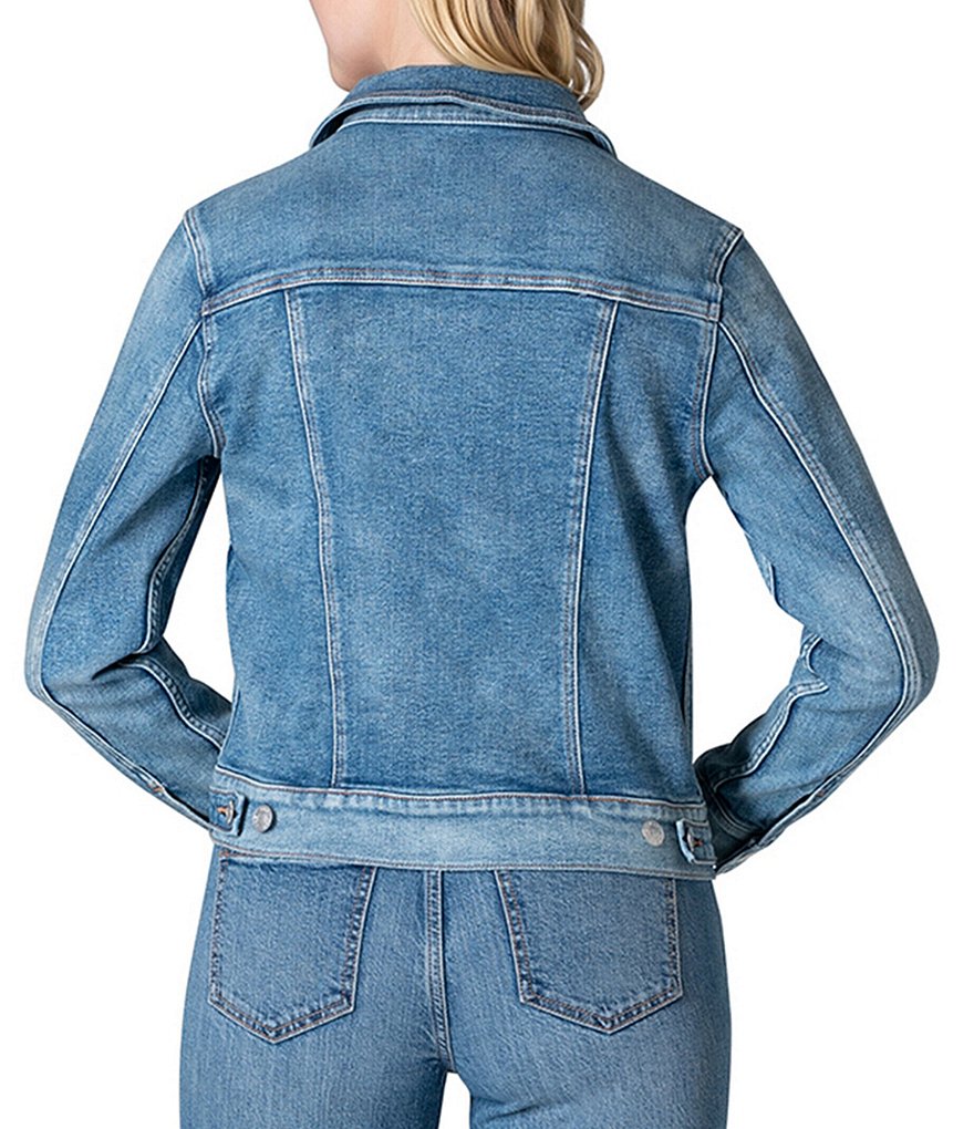 Jag Jeans Kiara Point Collar Neck Long Button Cuff Sleeve Denim Jacket