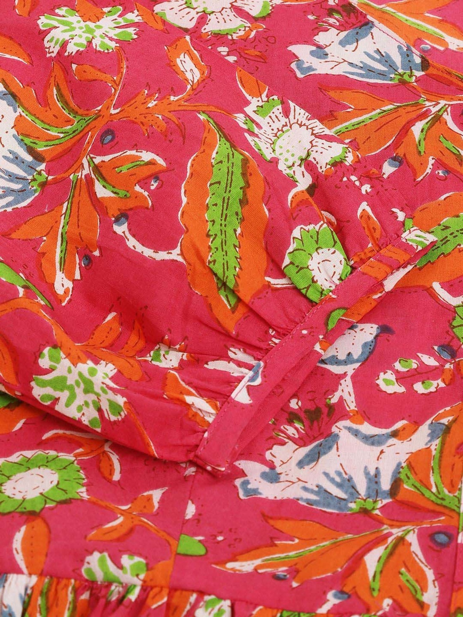 Divena Pink Cotton Floral Print Top