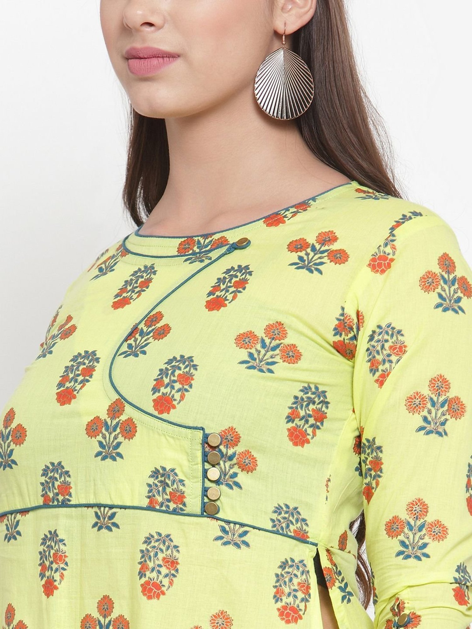 Fusion Beats Light Grey Embroidered A Line Kurta