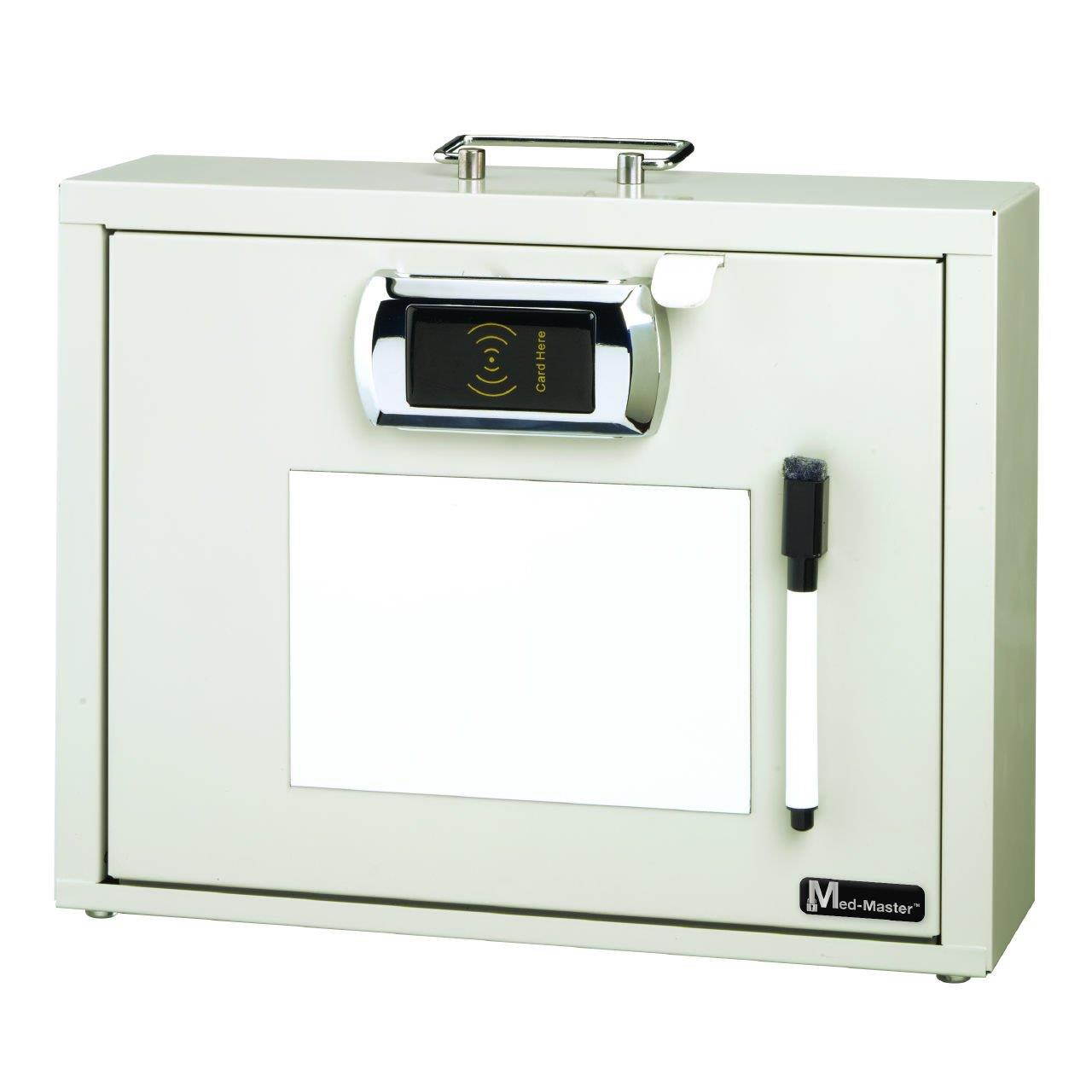 MMF Premium Steel Medication Case - Combination, Key Card and Security Code, Key Lock - Overall Size 9.5" x 12.3" x 3.8"