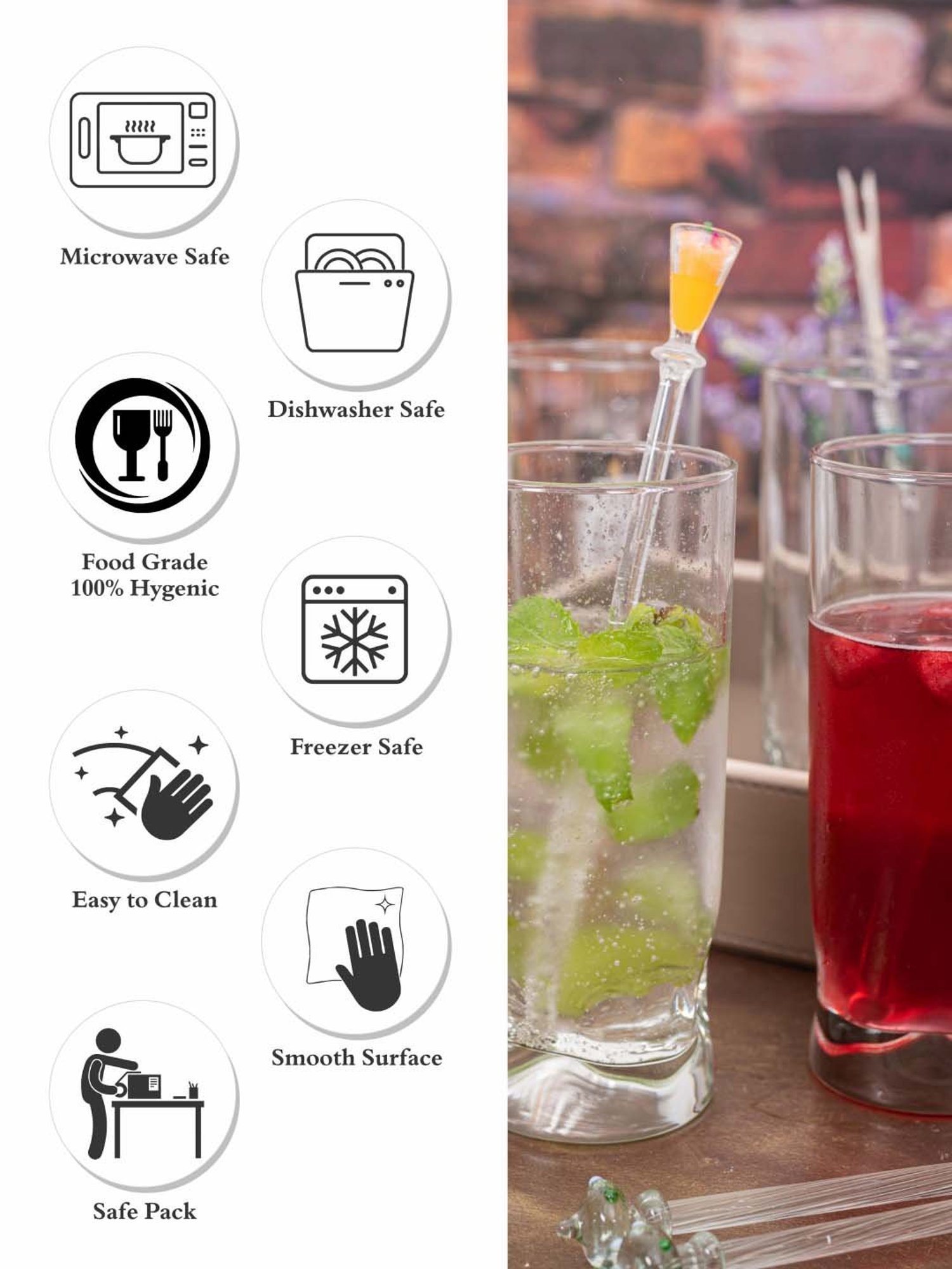 Goodhomes DUROBOR Transparent Glass Duke Drinking Glasses (350 ml) - Set of 6