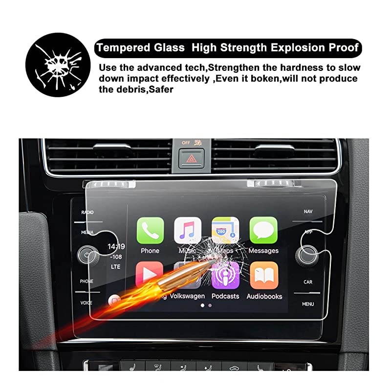 2018 Golf 7 Golf SportWagen Touch Screen Protector  HD Clear Tempered Glass Protective Film Against Scratch High Clarity 8Inch