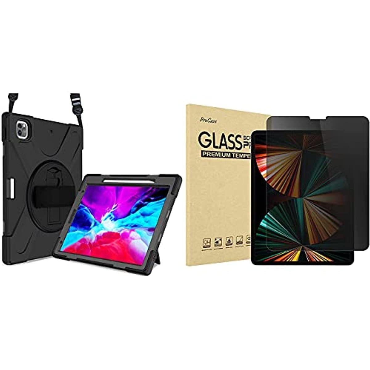 ProCase iPad Pro 12.9 Case 2 [Support Apple Pencil 2 Charging] Bundle with iPad Pro 12.9 Inch Privacy Screen Protector 2 2018