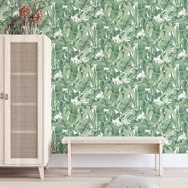 Tempaper Tropical Jungle Self Adhesive Removable Wallpaper Green