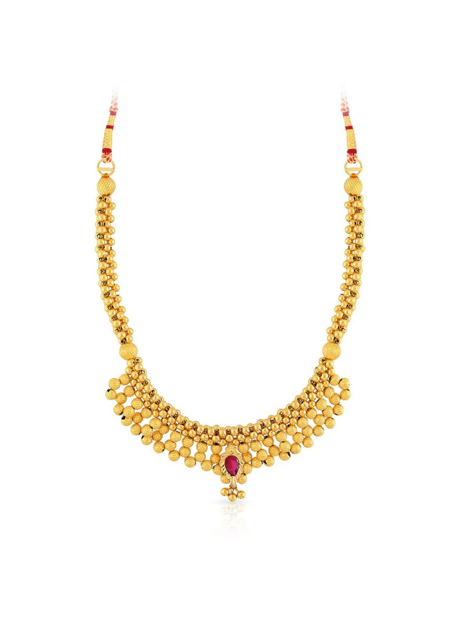 Malabar Gold and Diamonds 22k Gold Semi-Long Tushi Matinee Necklace For Women