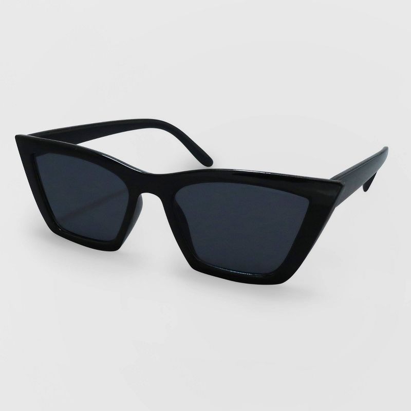 Women's Cateye Plastic Silhouette Sunglasses - Wild Fable™ Black