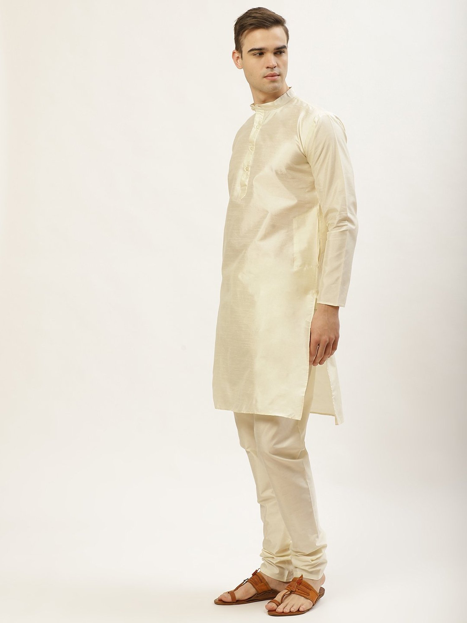 Jompers Peach & Beige Regular Fit Printed Kurta Set with Jacket