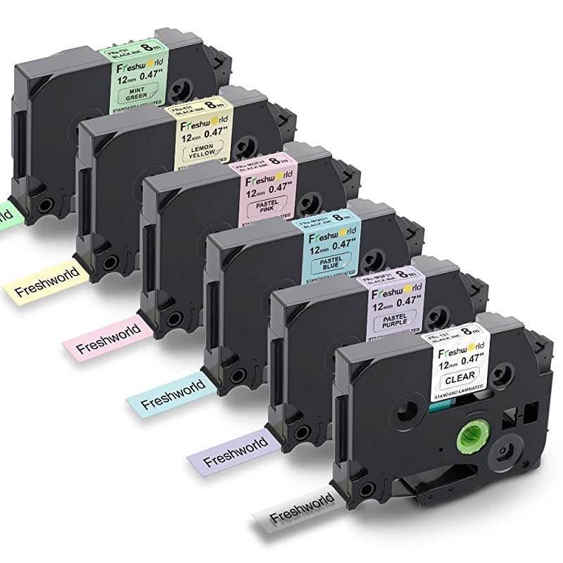 Compatible Tape Replacement for Brother P Touch TZ 12mm 047Inch Laminated Label Maker Tape ClearPurpleBluePinkLemon yellowMint green for PTouch PT D210 H110 D600 1230PC 12806Pack