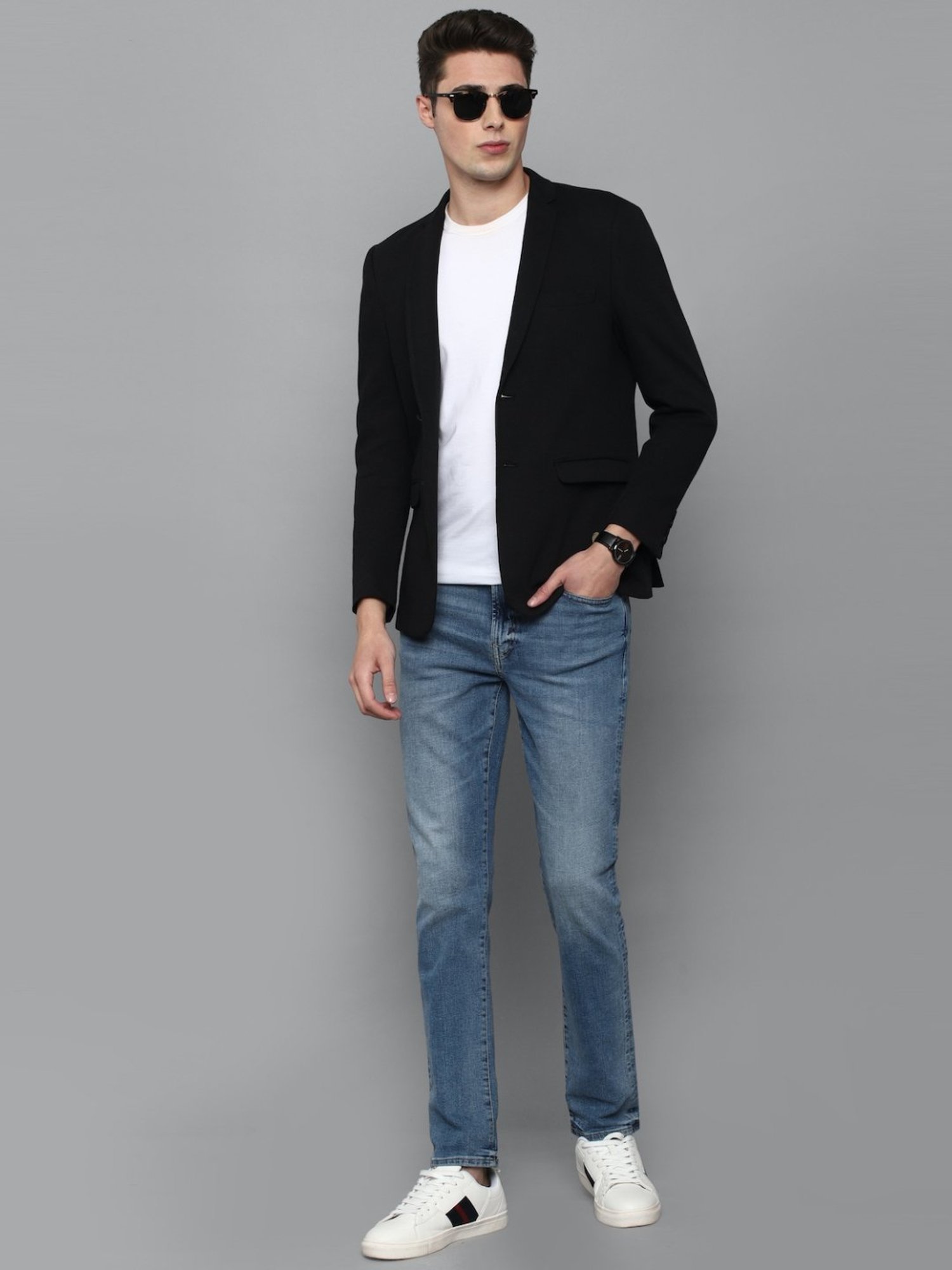 Louis Philippe Sport Black Cotton Slim Fit Blazer