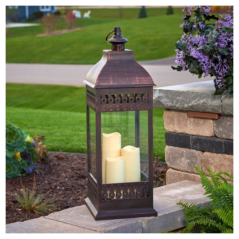 Smart Living San Nicola 28" Triple LED Candle - Brown