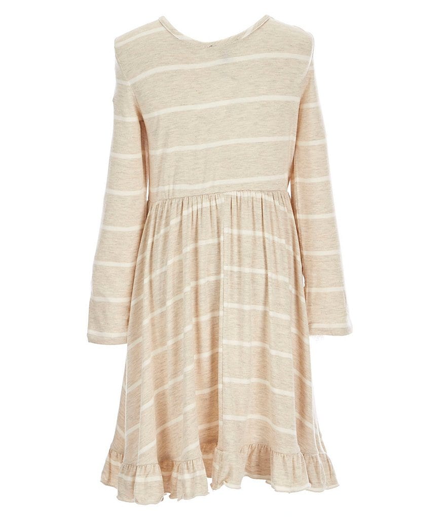 Zunie Big Girls 7-16 Long-Sleeve Striped Ruffle Hem Babydoll Dress