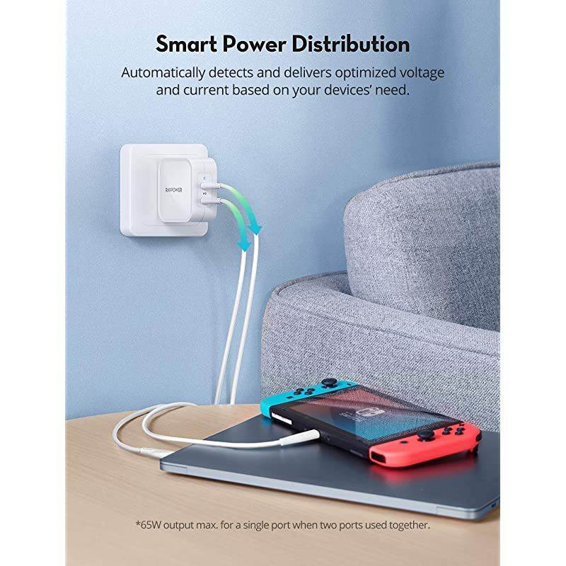 USB C Charger for MacBook Pro Air,  90W 2-Port Wall Charger PD 3.0 GaN Type C Fast Charging Adapter Compatible with iPad Pro, iPhone 12 Mini Pro Max, Galaxy S9 S8, Nintendo Switch and More