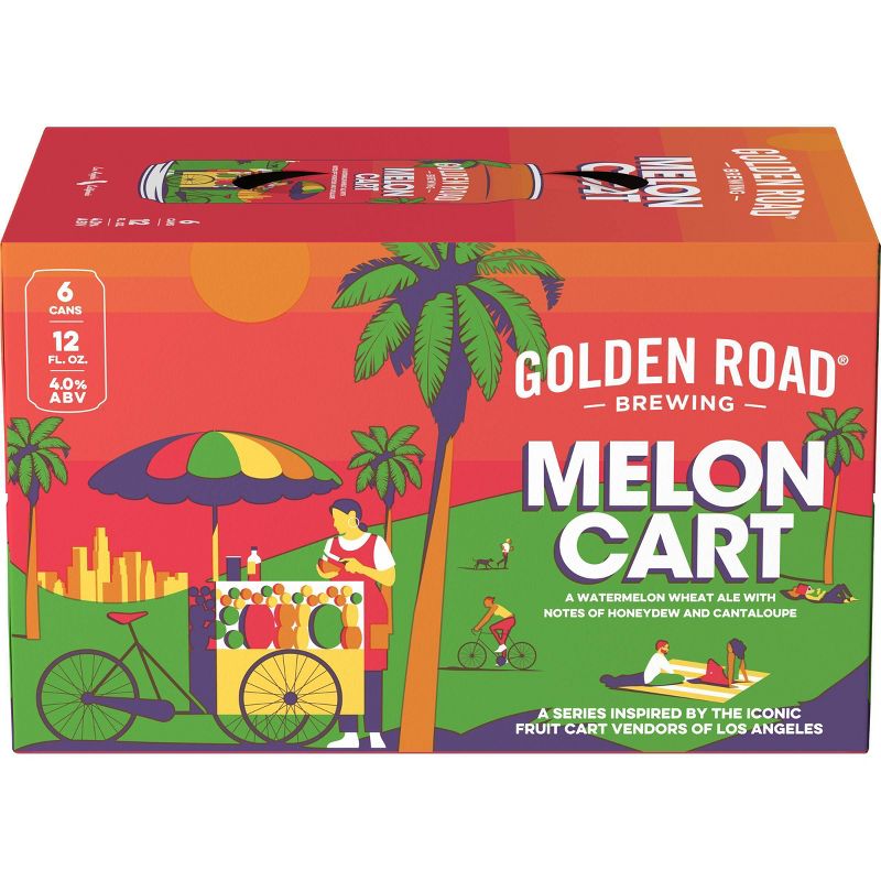 Golden Road Melon Cart Watermelon Wheat Ale Beer - 6pk/12 fl oz Cans