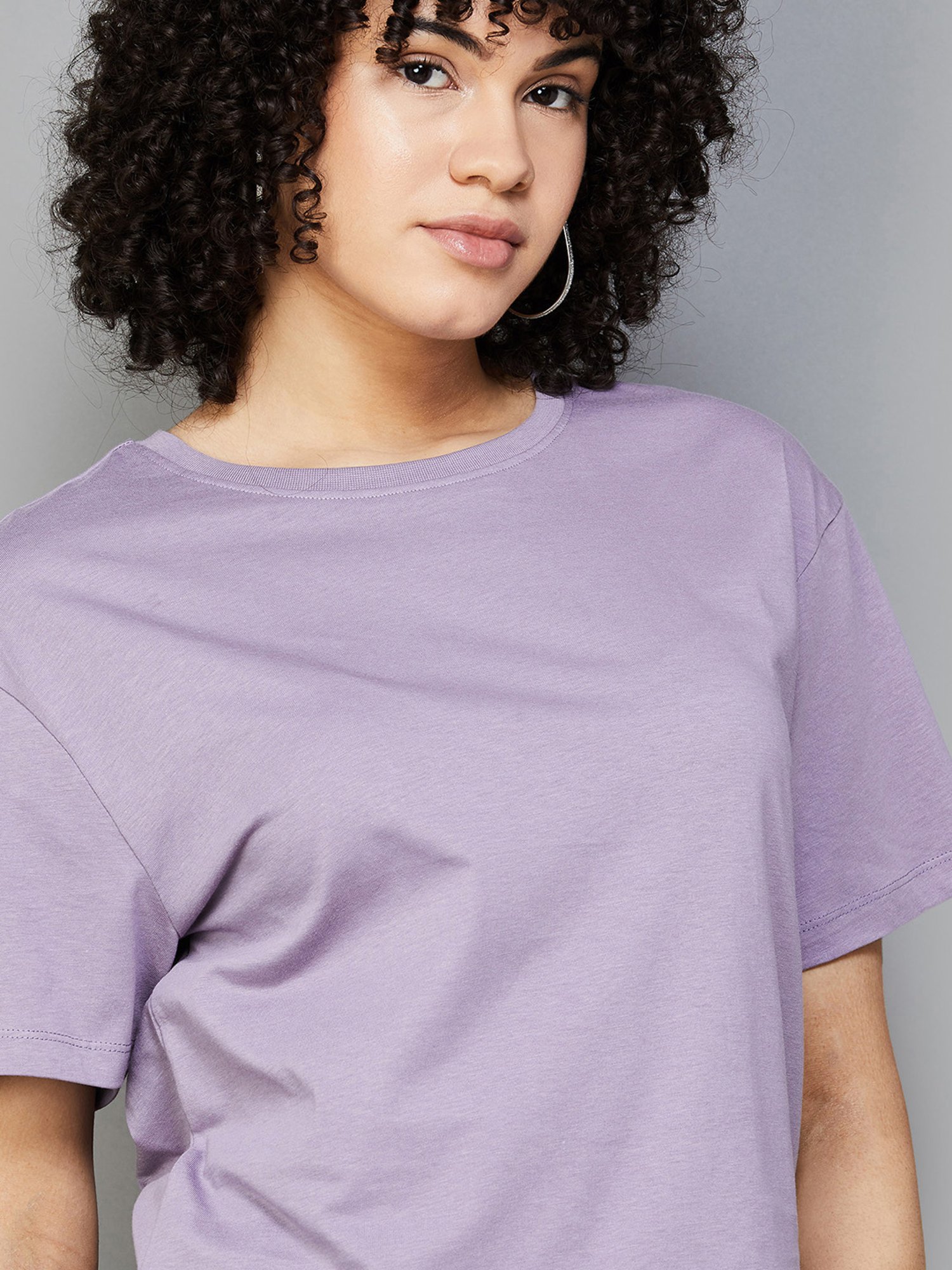 Fame Forever by Lifestyle Lavender Regular Fit T-Shirt