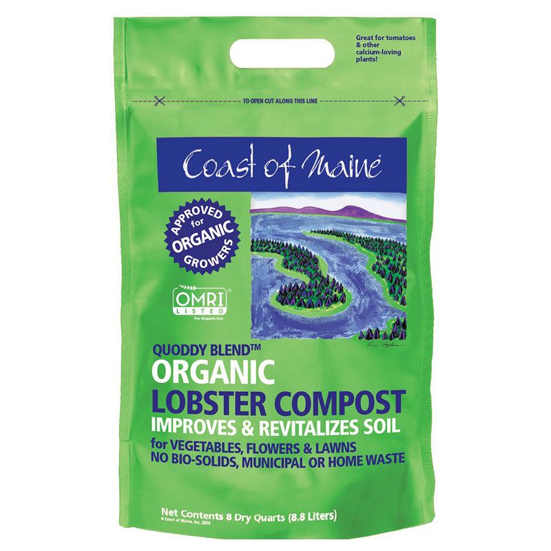 Coast of Maine OMRI Listed Quoddy Blend Lobster and Crab Organic Compost Plant Potting Soil Blend for Container Gardens and Flower Pots, 10 Pound Bag