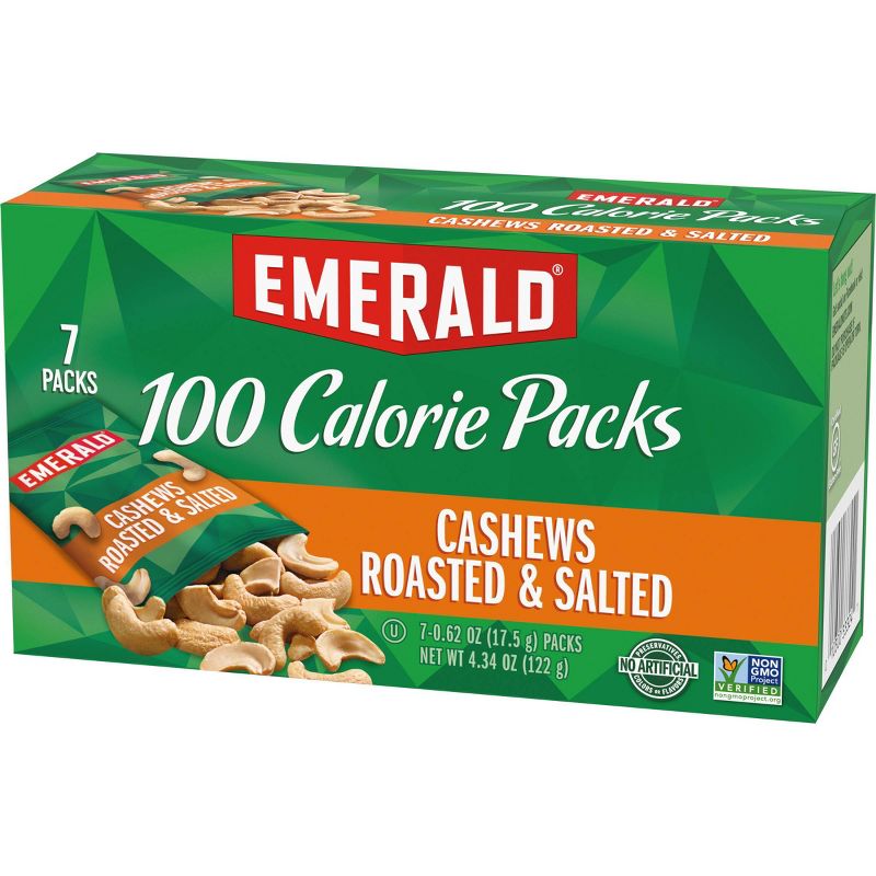Emerald 100 Calories Cashews Roasted and Salted - 4.41oz/7ct