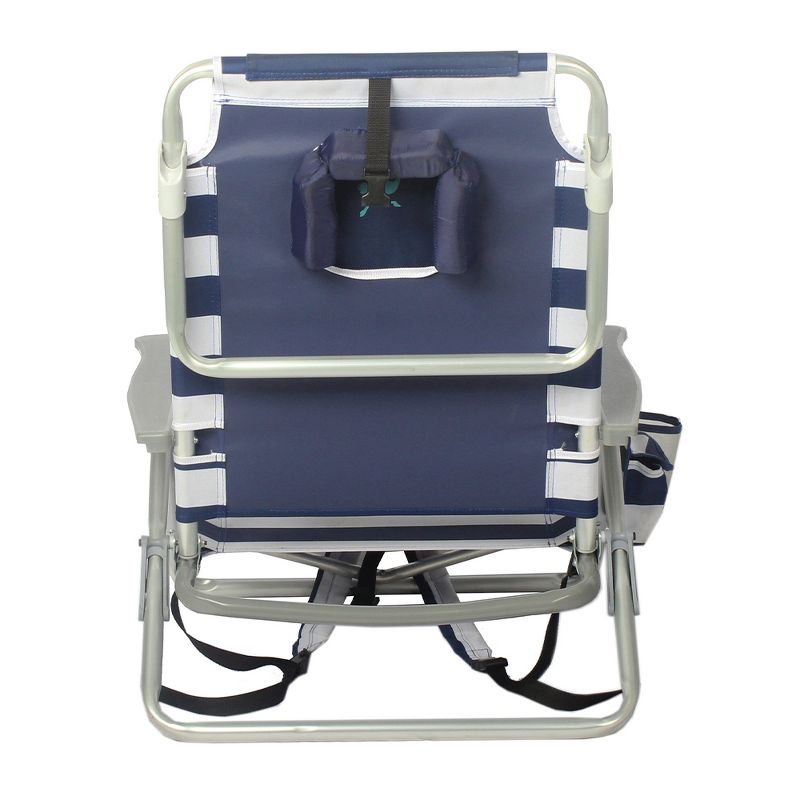 Ostrich OYBSC-2000S On-Your-Back Sand Beach 6-Inch Off the Ground Chair, Navy Blue and White