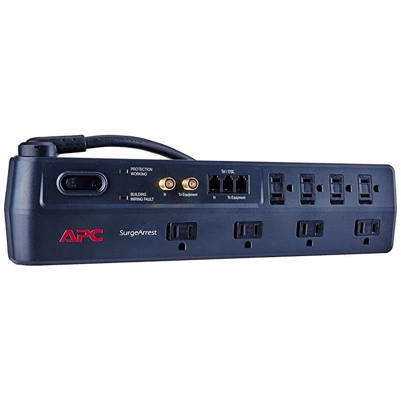 Surge Protector with Telephone DSL and Coaxial Protection P8VT3 2770 Joules 8 Outlet Surge Protector Power Strip