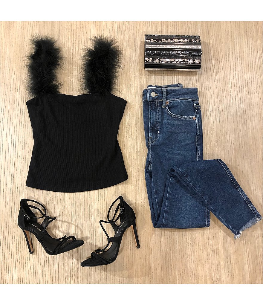 Free People Raw Hem High Rise Cotton Blend Jeans