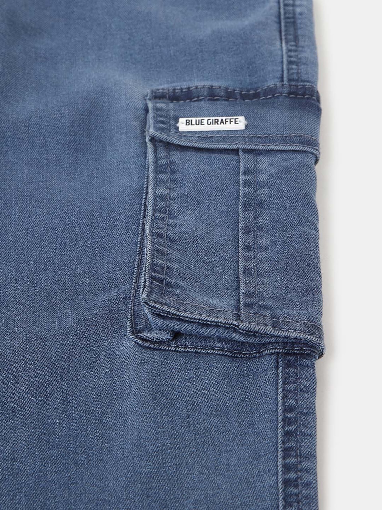 Blue Giraffe Girls Blue Cotton Washed Jeans