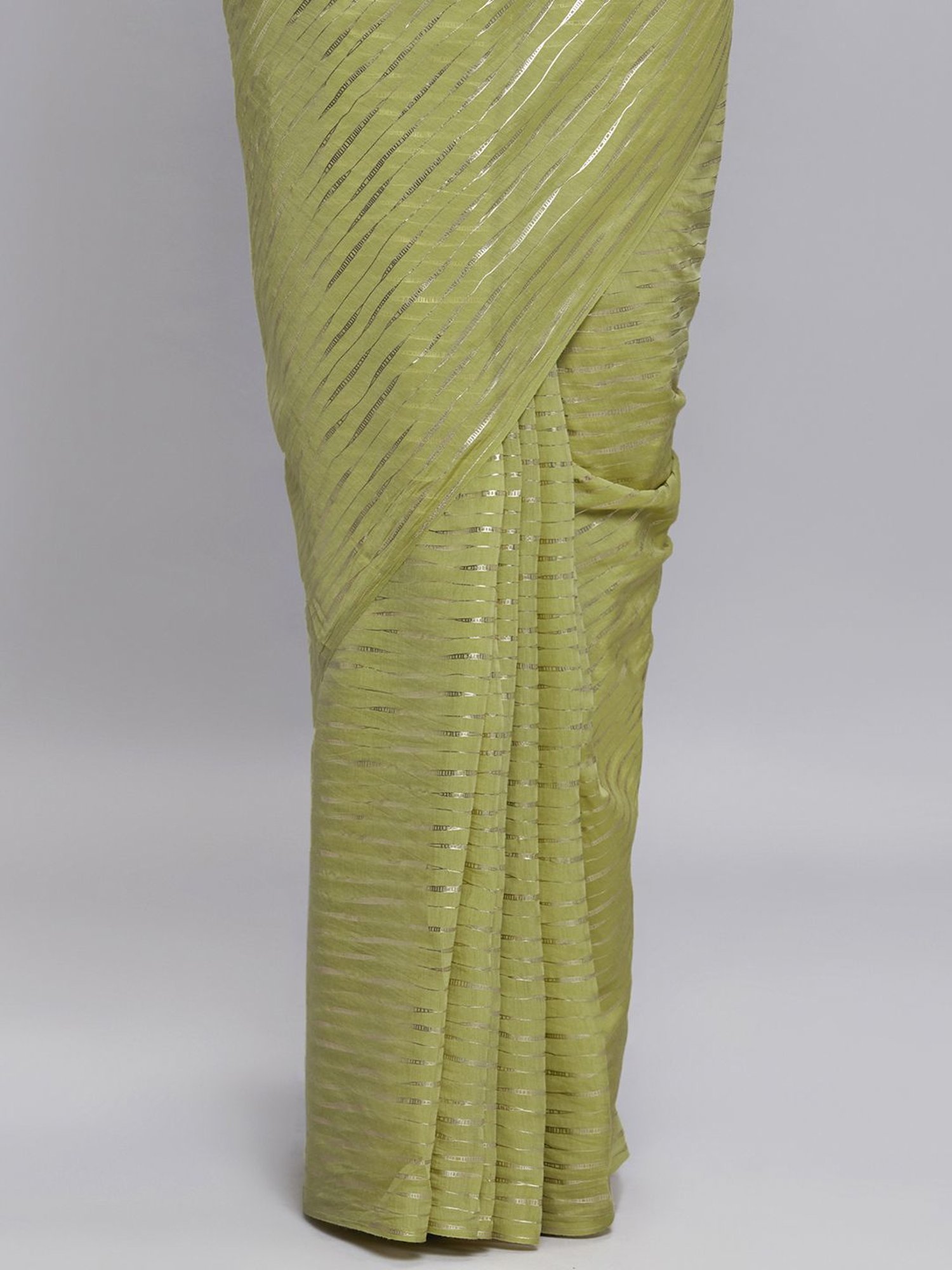 Navyasa Olive Liva Lite Pastel Foil Saree With Coordinated Unstitched Blouse Piece
