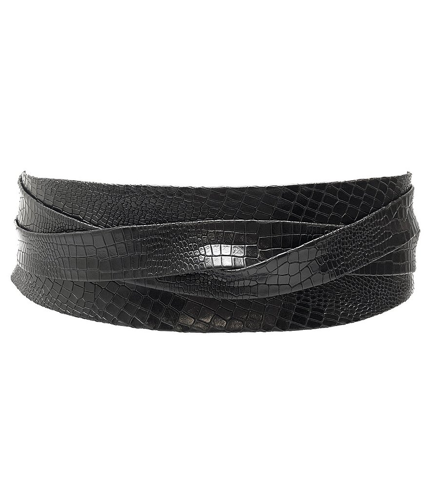 ADA Classic Crocodile-Embossed Classic Wrap Belt