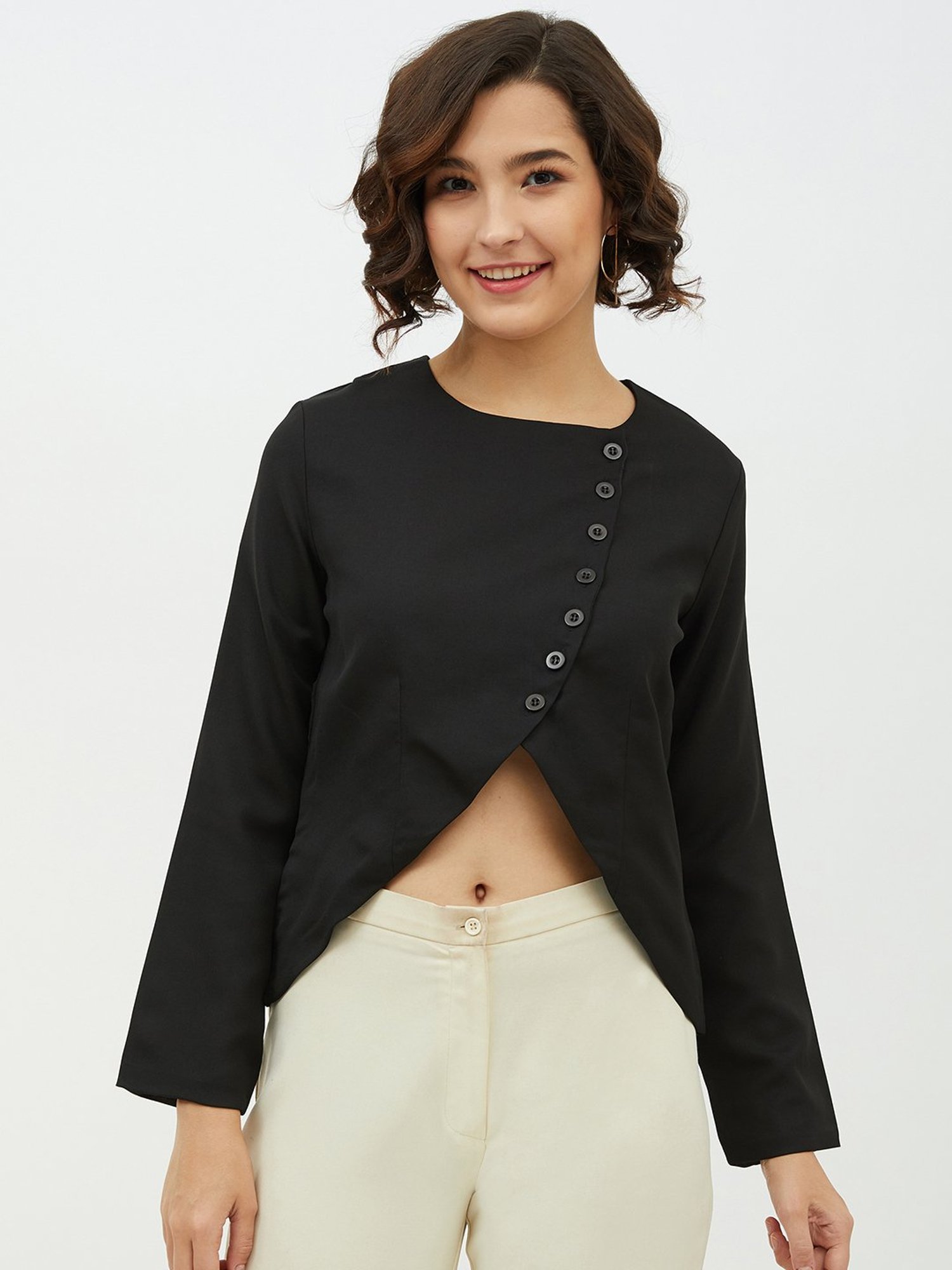 StyleStone Black Top With Diagonal Button