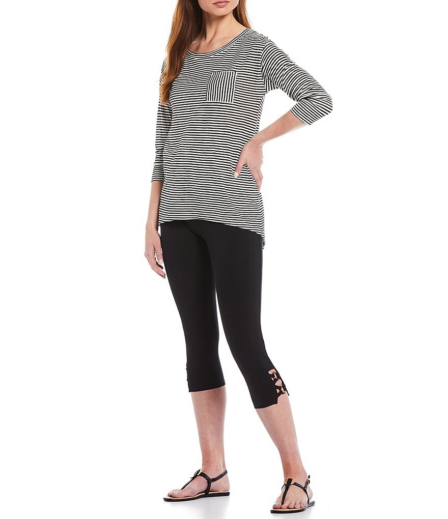 Intro Tortoise Ring Hem Detail Pull-On Capri Leggings