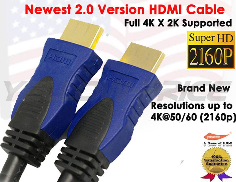 YellowKnife GOLD PLATED - 2.0 Version 4K X 2K 6FT HDMI Cable Newest Standard