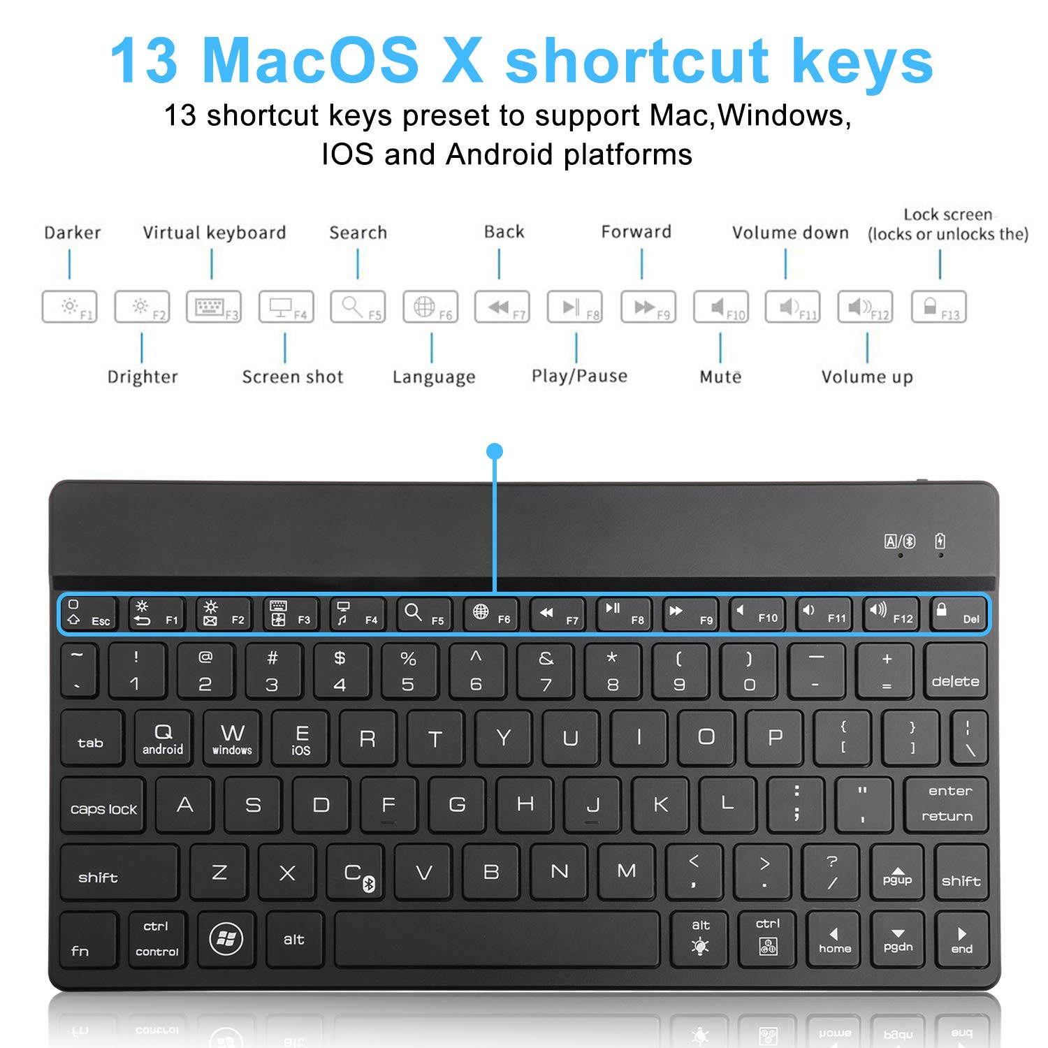 Wireless Bluetooth Keyboard for iPad Pro 12.9 / 11 / 10.5 / 9.7 inch / iPrd Mini 1 2 3 4 5 - 7 Color Backlit Keyboard - Keyboard for 3 System Tablet iPhone iOS Mac Galaxy Android Windows
