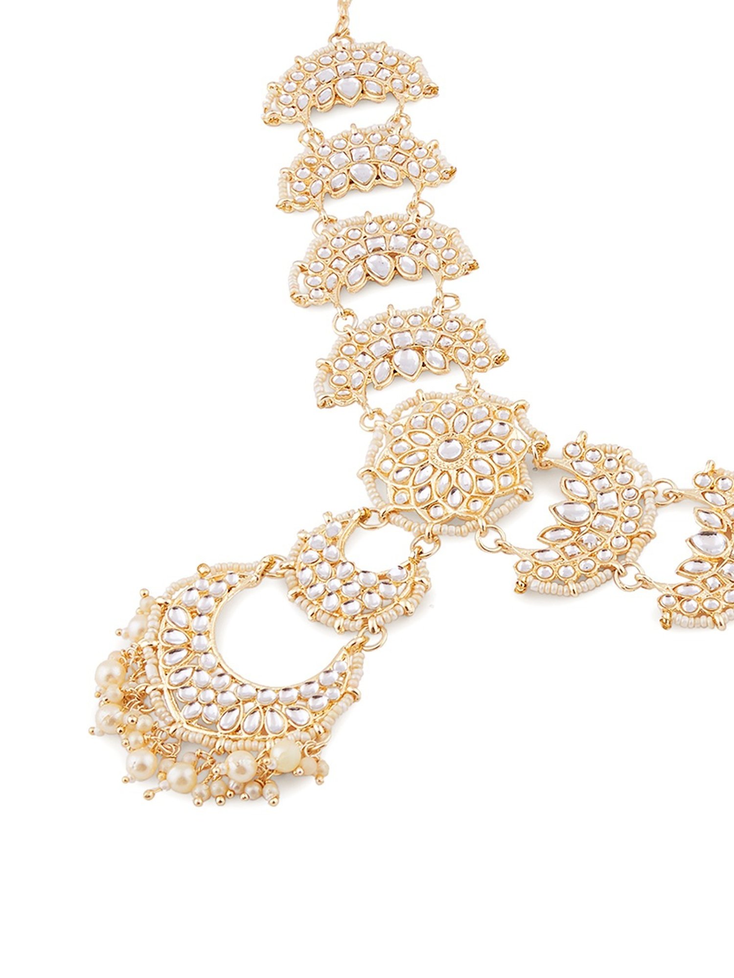 Zaveri Pearls Gold Tone Bridal Kundan Push Back Mathapatti Style Maangtikka-ZPFK13065