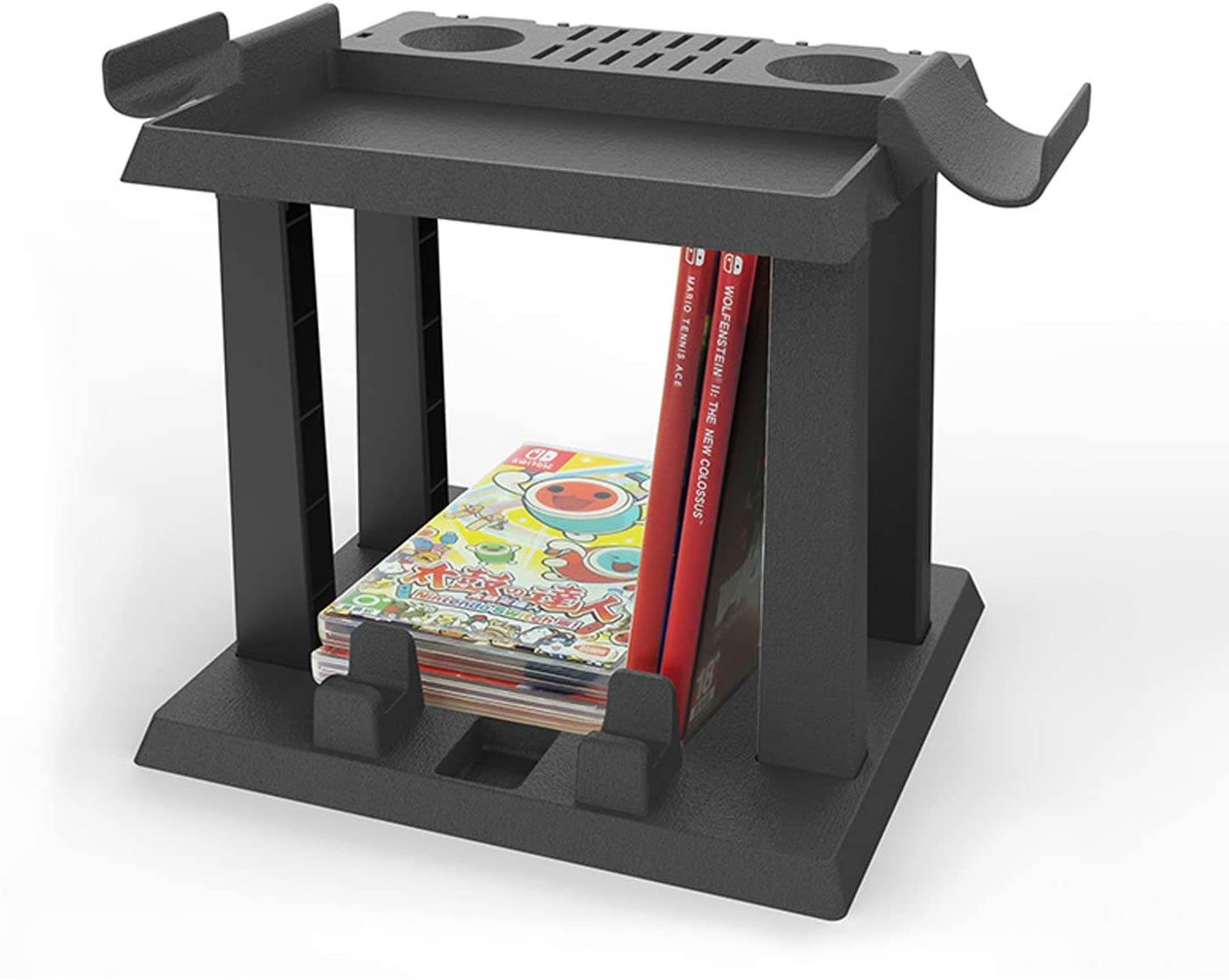 Multifunctional Game Storage Tower Game Disk Storage Tower Holder Stand for Nintendo Switch Console Accessory 2 Poke Ball Plus Controllers Stand Holder