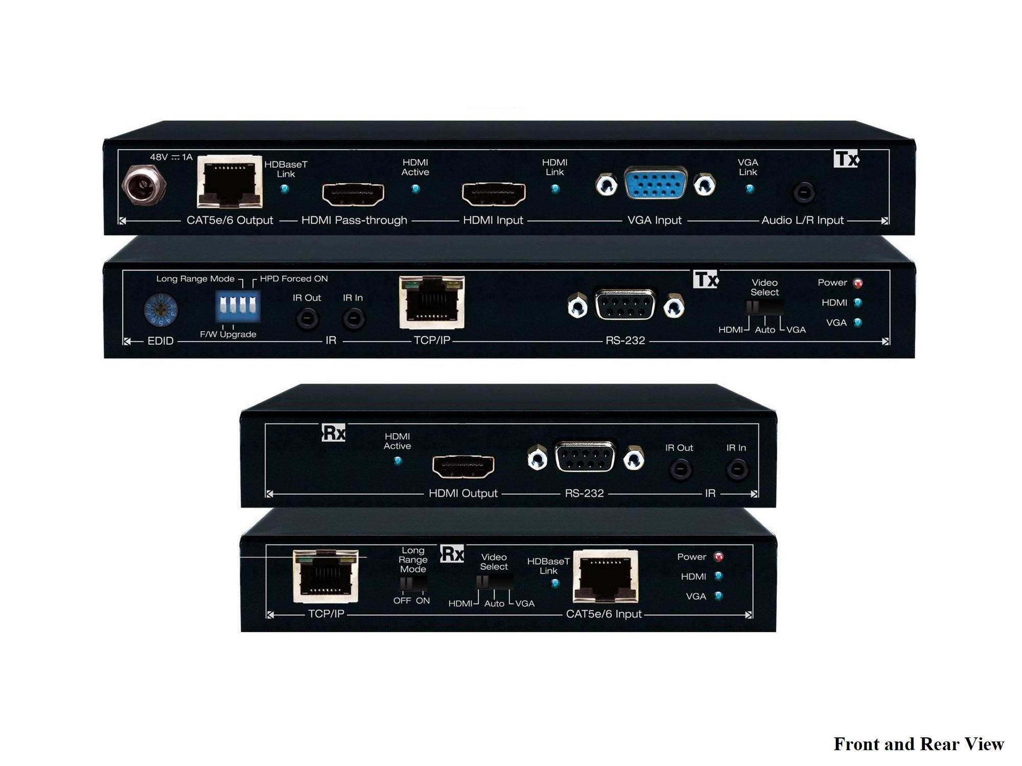 Key Digital KD-X1000ProK HDBaseT/HDMI/VGA/Audio via CAT5e/6 Extender (Transmitter/Receiver) Set