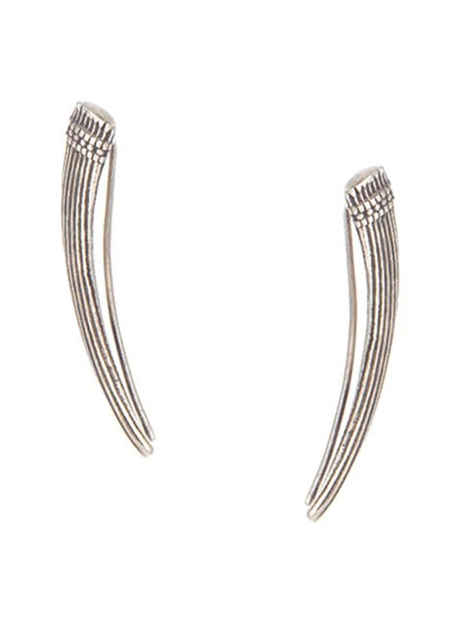 Shaya 92.5 Sterling Silver Antique Grannys Kulfi Outing Wale Earrings
