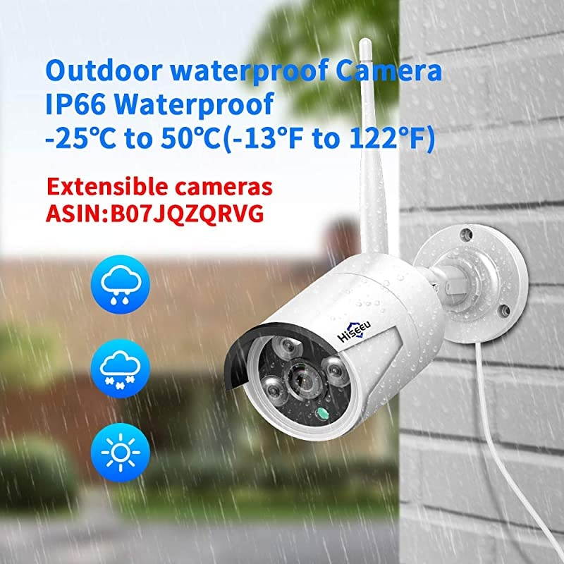 Expandable 8CH, 2K]  Wireless Security Camera System with 1TB Hard Drive with One-Way Audio, 8 Channel NVR 4Pcs 1296P 3.0MP Night Vision WiFi IP Security Surveillance Cameras Home Outdoor