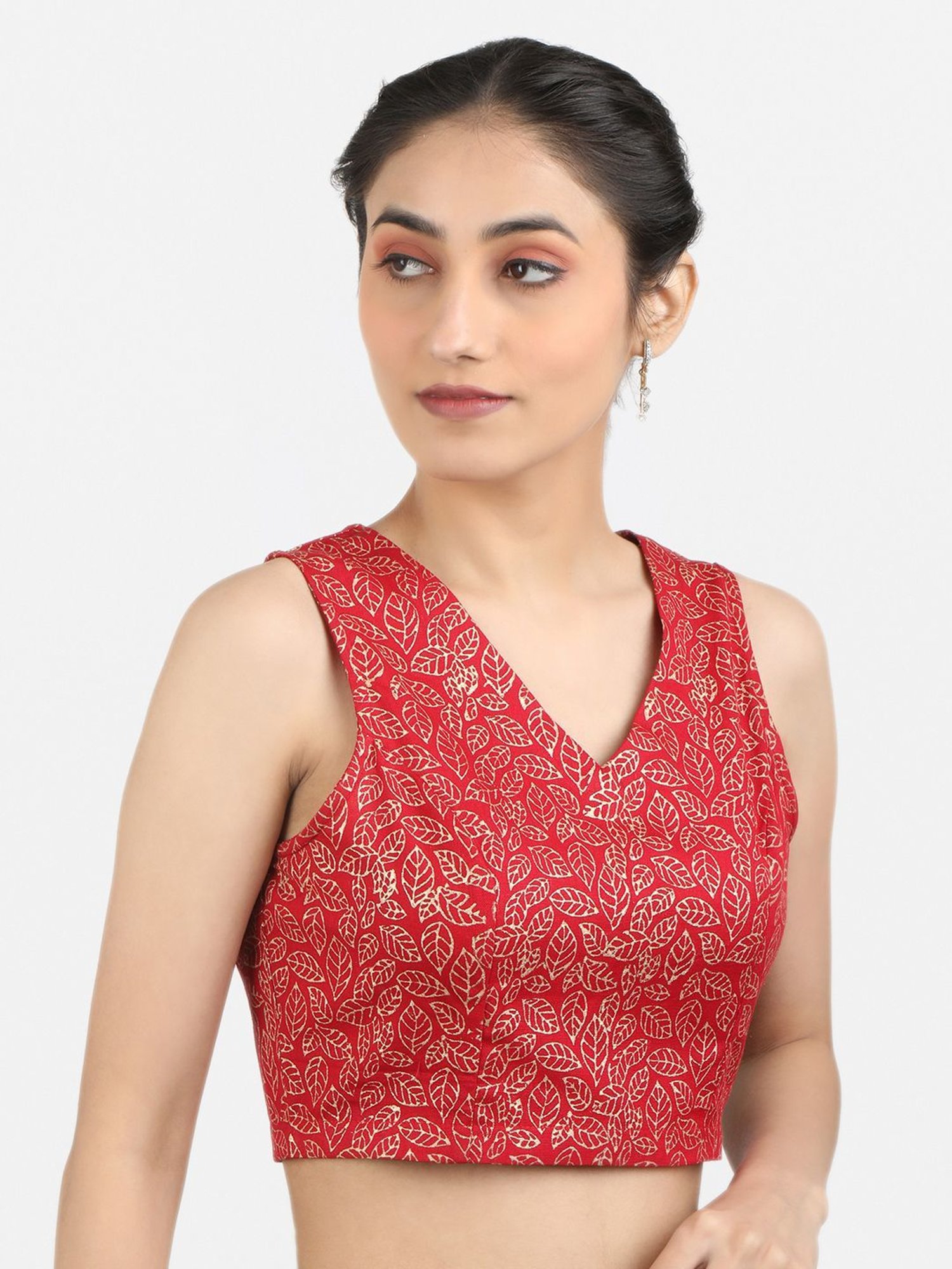Llajja Red Cotton Printed Readymade Blouse