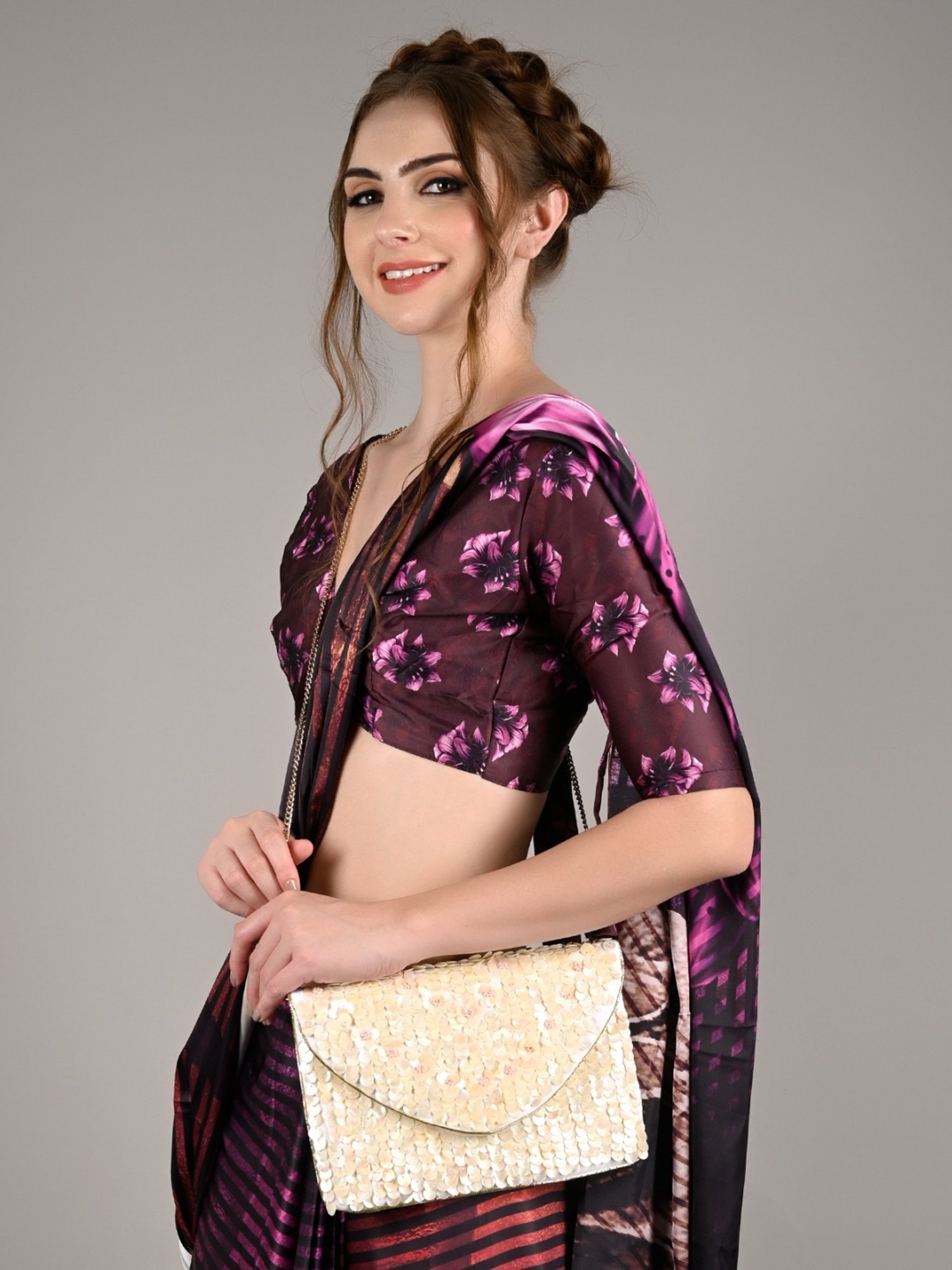 Odette Gold Embellished Sling Handbag